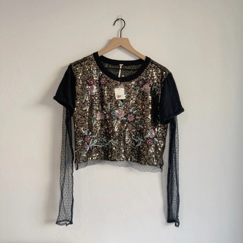 NWT Free People Life of the Party Twofer Embellished Sequins Mesh Top
Size S - Picture 4 of 9